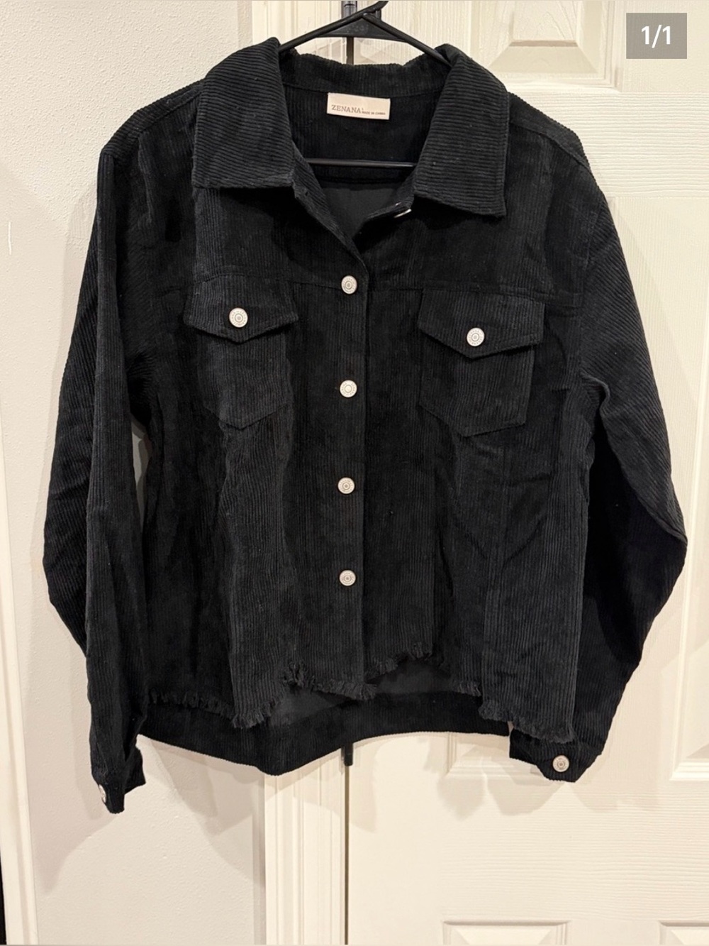 NWOT Zenana Black Corduroy Button-Front Jacket - Picture 2 of 2